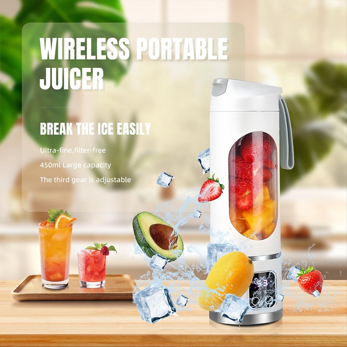 Portable Blender Usb Rechargeable - เครื่องปั่นพกพา A20M ชาร์จผ่าน USB ใบมีด 8