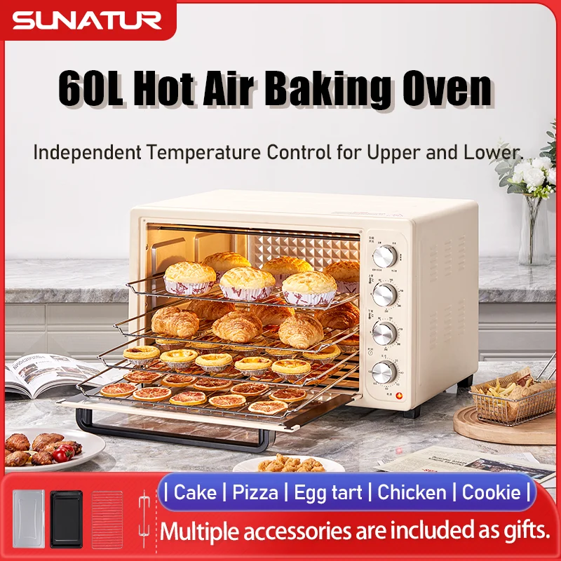 Small Appliances - เตาอบลมร้อน SUNATUR 2200w ขนาดเล็กสำหรับเชิงพาณิชย์ เตาอบพิซซ่า เตาอบปิ้งขนมปัง