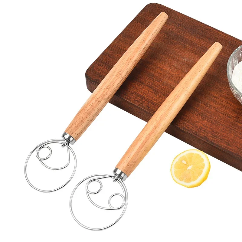 Immersion Hand Blender Set - ภาษาเดนมาร์กปัดแป้งสแตนเลสภาษาดัชคําสไตล์แป้งขนมปังเครื่องผสมมือไม้ Handle ครัวเบเกอรี่เครื่องมือ Pastry Dough Blender